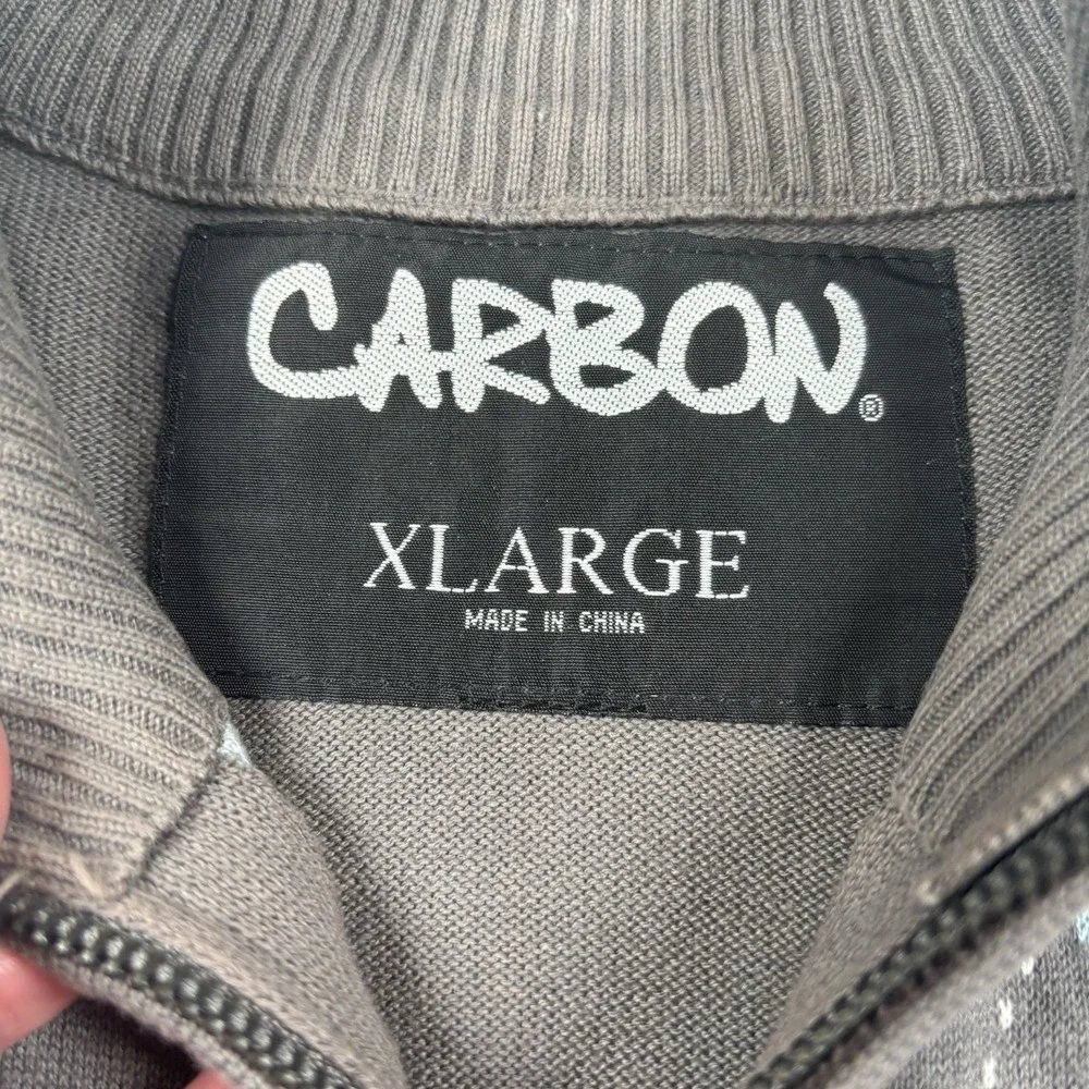 Carbon Men's Quarter Zip Argyle 100% Cotton Sweater‎ Size XL